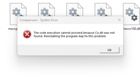 Co.dll Error Screenshot